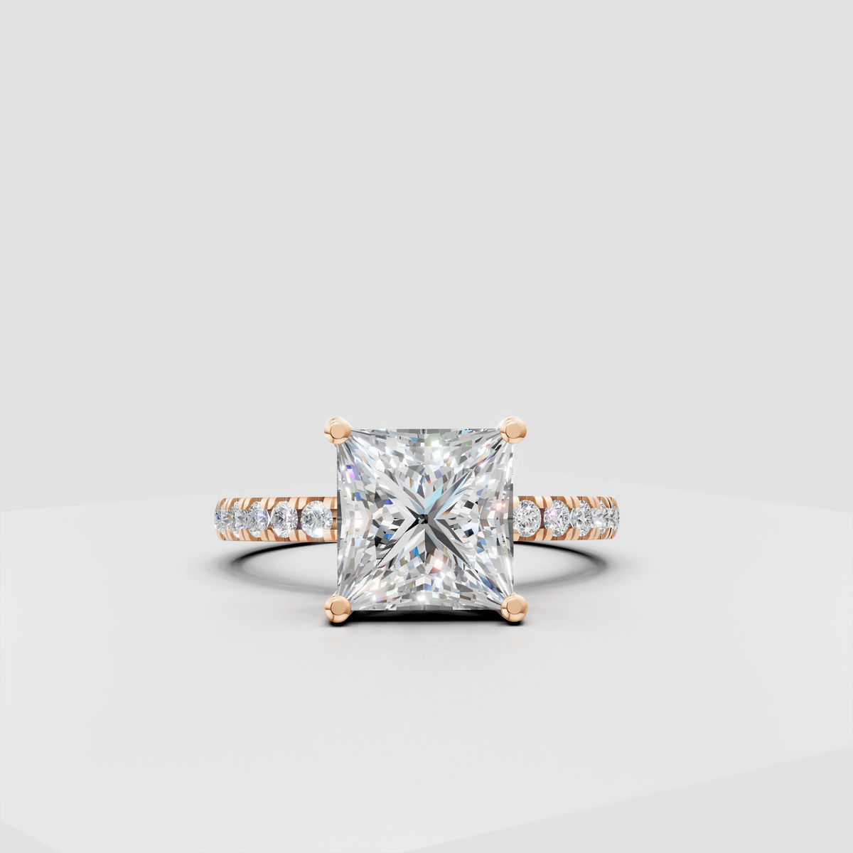 Princess diamond engagement ring with sparkling accent stones