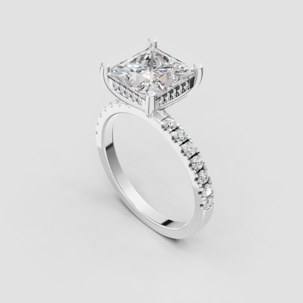 Luxury princess diamond ring featuring a hidden halo