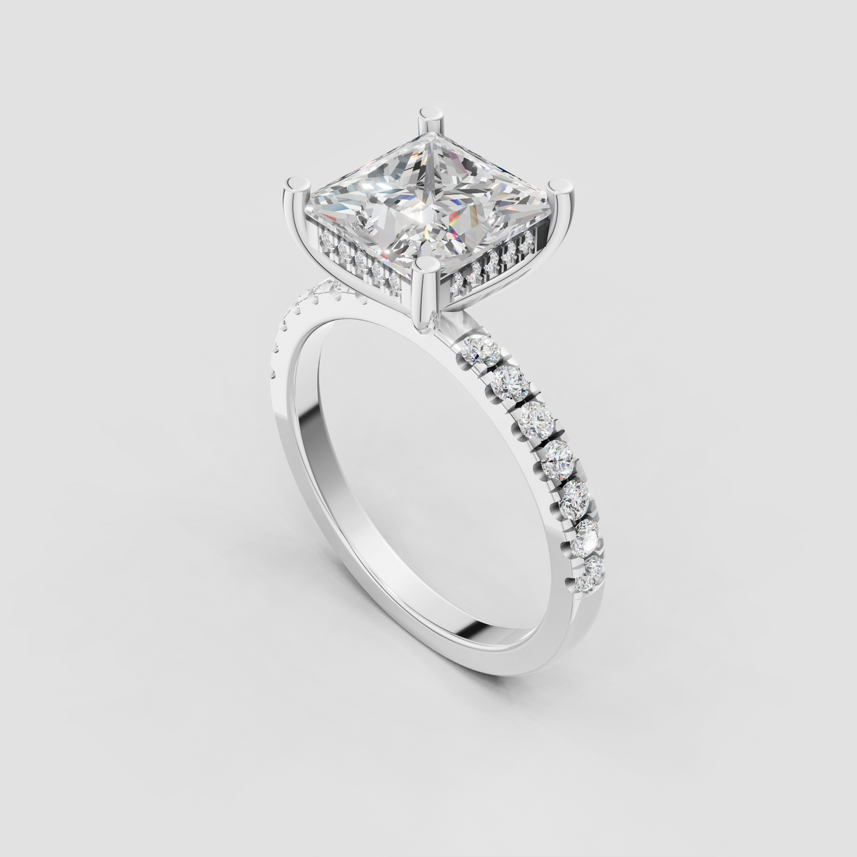Luxury princess diamond ring featuring a hidden halo