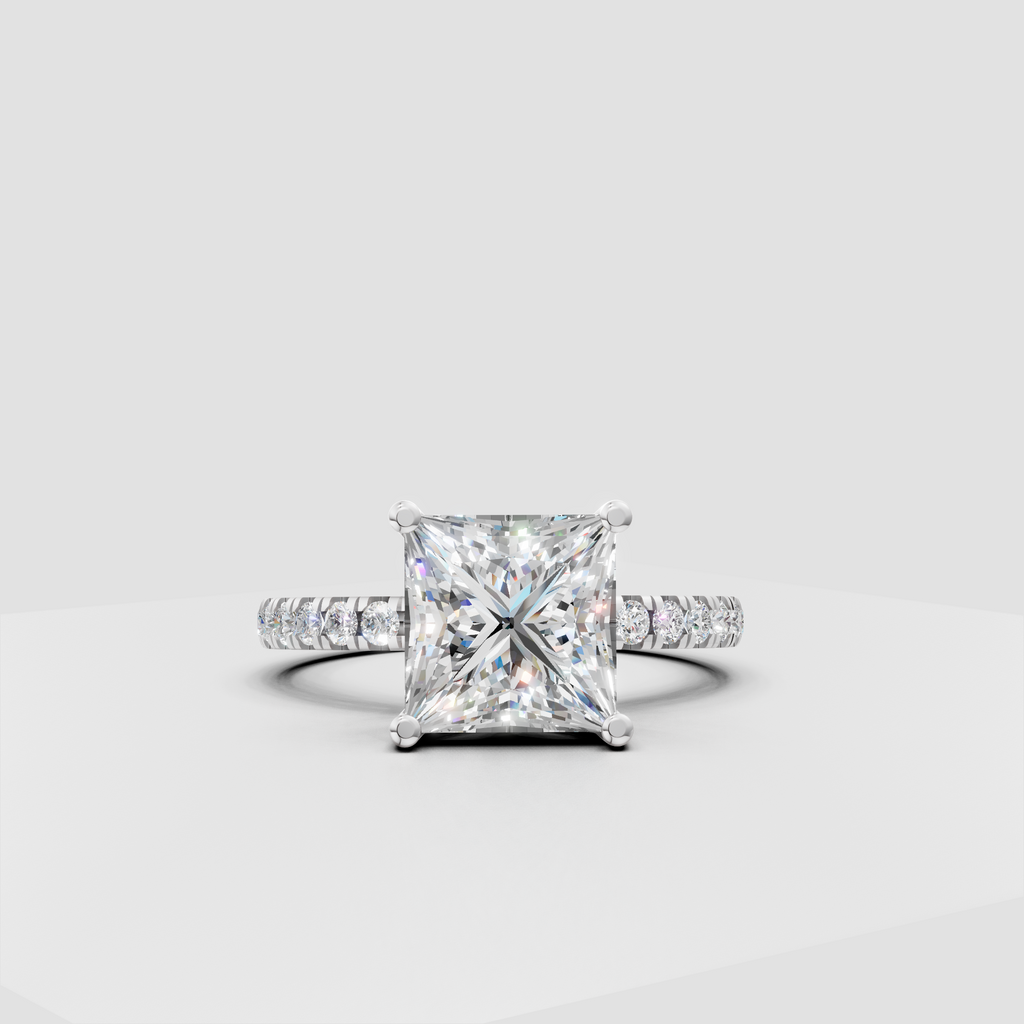 Elegant princess cut engagement ring with prong setting