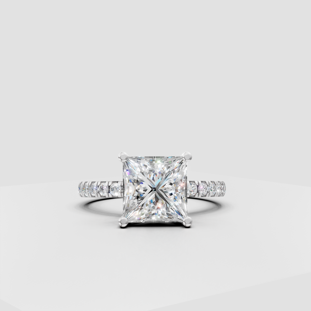 Elegant princess cut engagement ring with prong setting