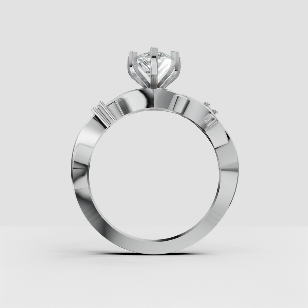 Emerald Cut Lab Grown & Moissanite Diamond Engagement Ring - Image 1