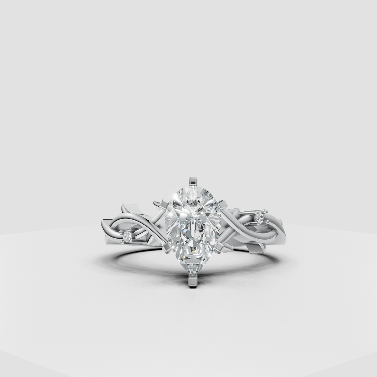 Pear cut diamond ring with elegant prong setting