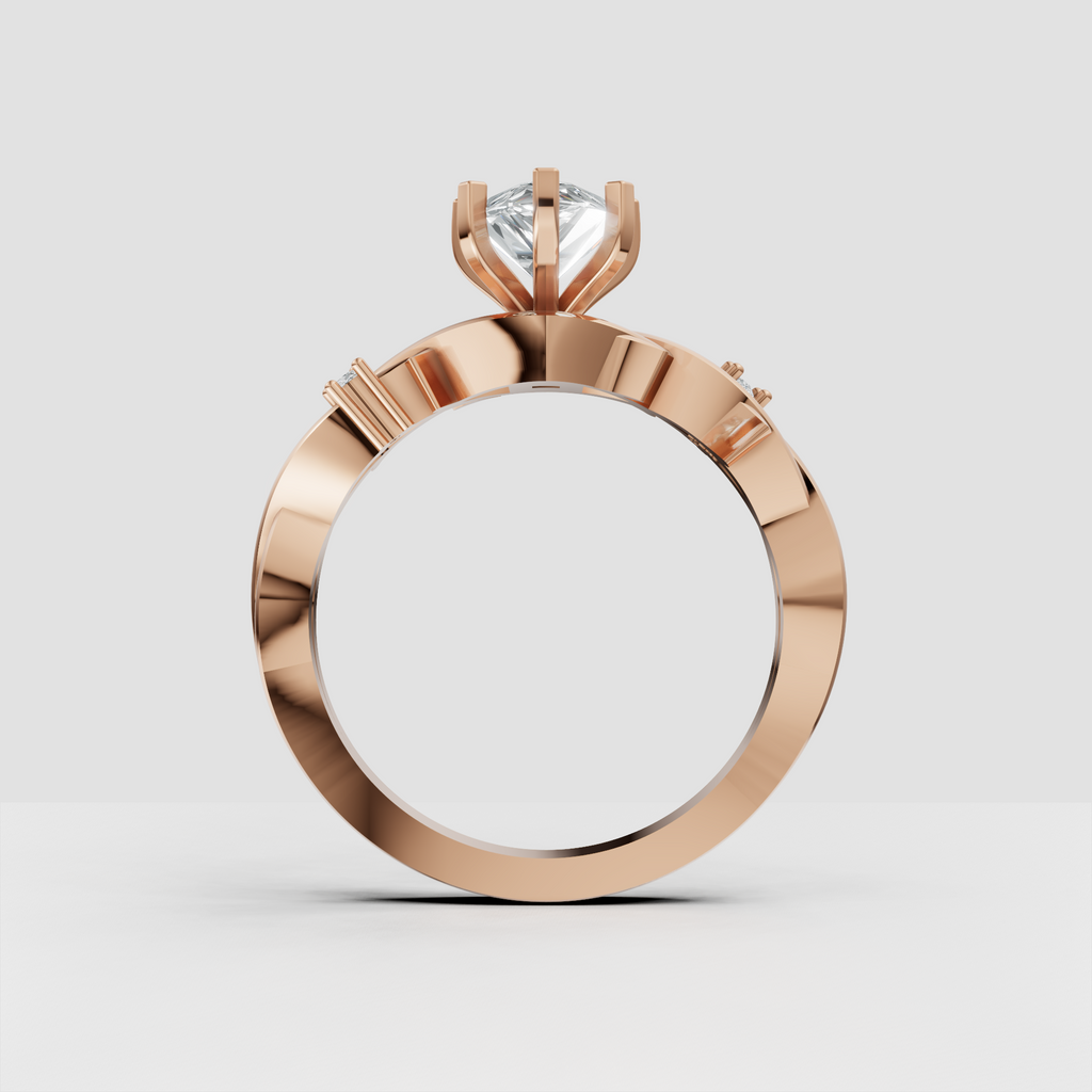 Pear diamond engagement ring with sculpted multi-row band