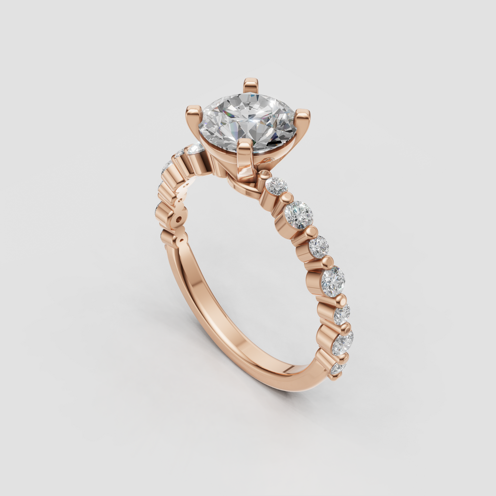 Princess diamond engagement ring with hidden halo sparkle and elegant rose gold band
