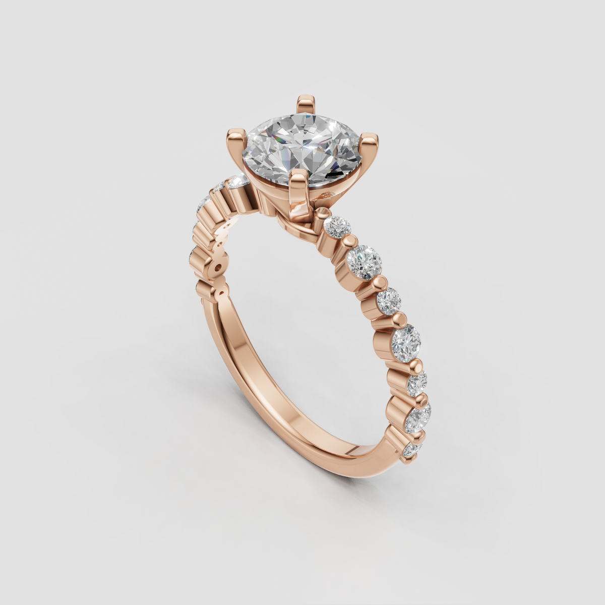 Princess diamond engagement ring with hidden halo sparkle and elegant rose gold band