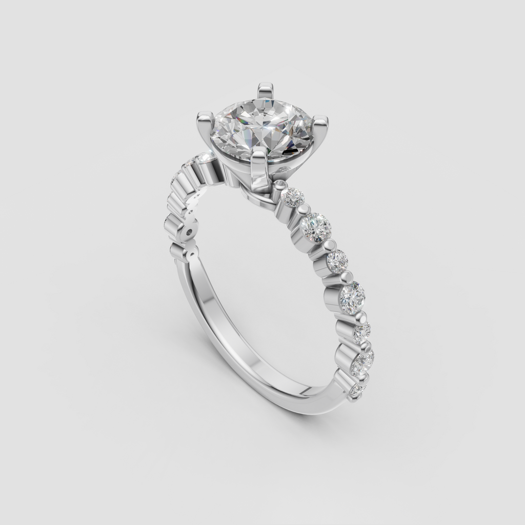 Luxury princess diamond solitaire ring with four-prong hidden halo setting