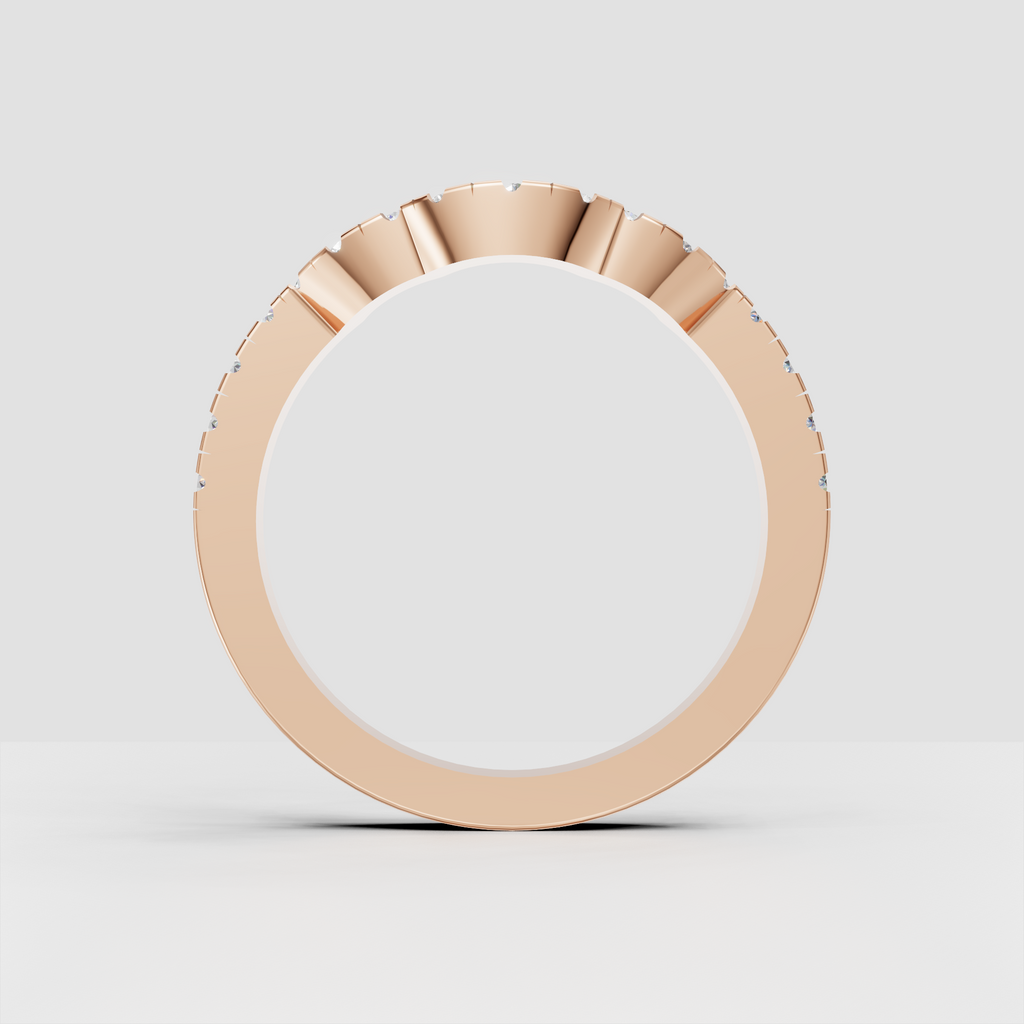 Elegant round diamond bridal ring with a contoured design