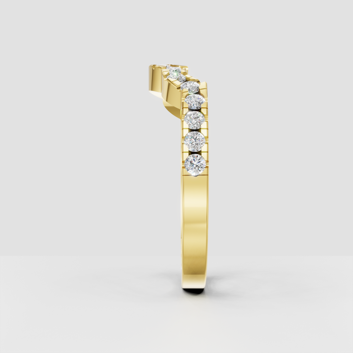 Elegant round diamond contour band with shared-prong setting