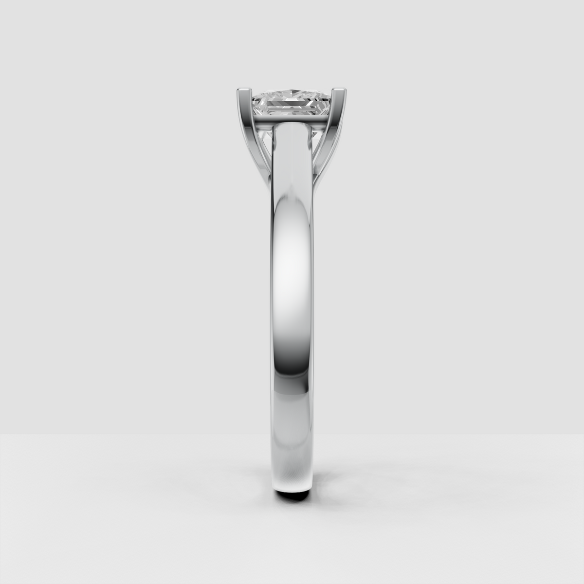 Princess cut diamond ring with elevated four-prong setting