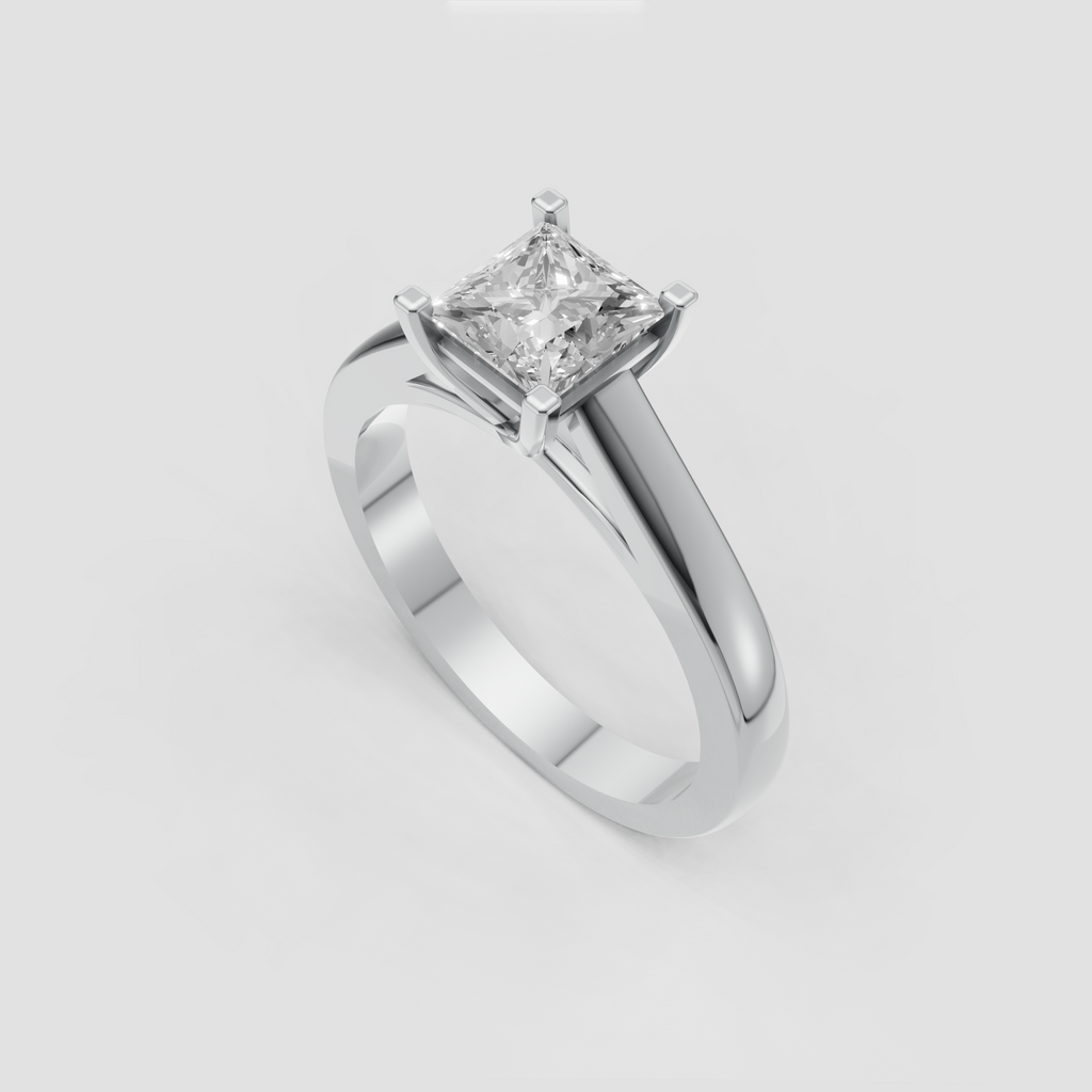 Luxury platinum solitaire engagement ring with square center diamond