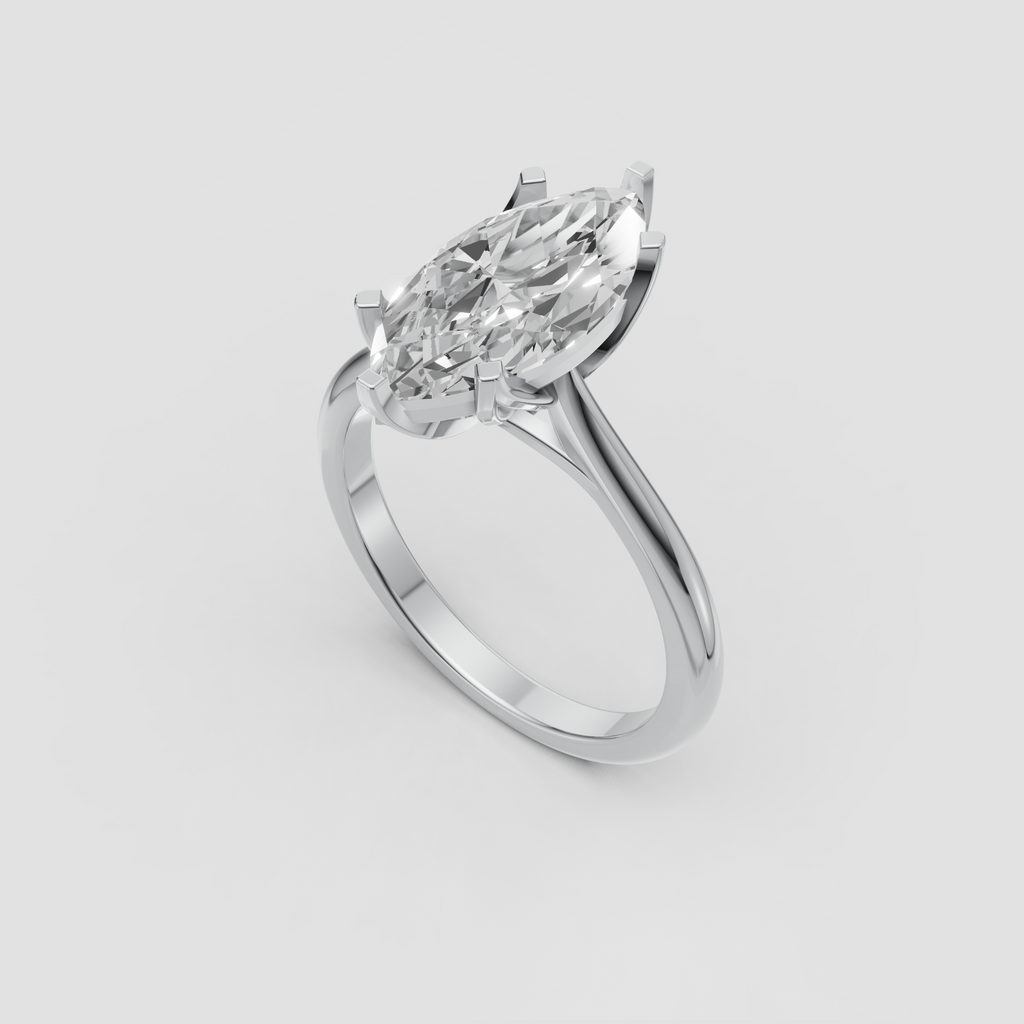 Marquise center stone engagement ring with refined multi-prong setting