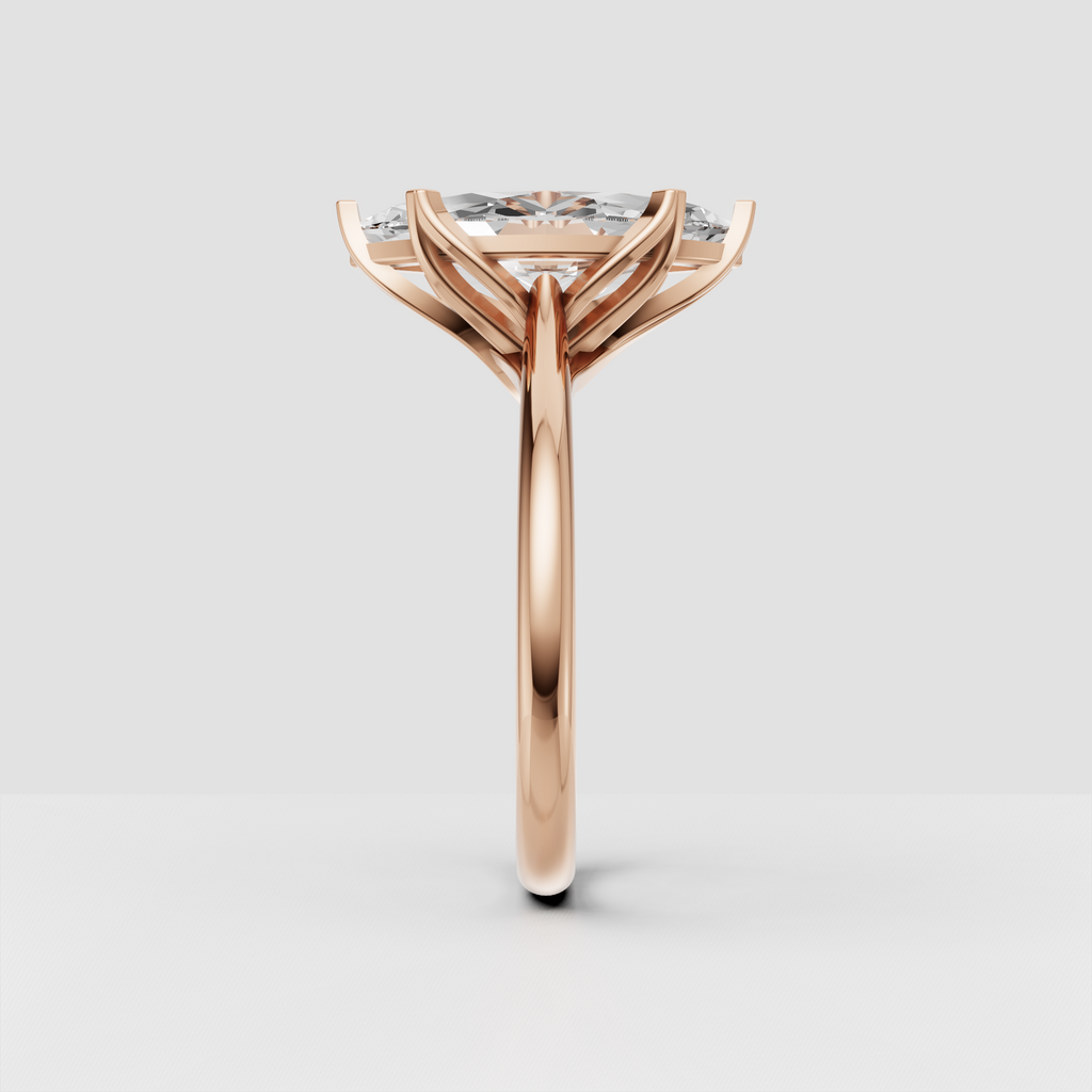 Classic marquise diamond solitaire ring with elegant open gallery