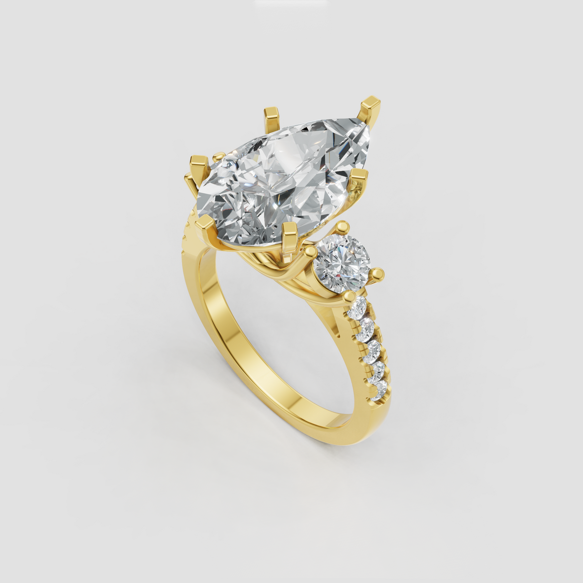 Elegant pear diamond engagement ring with round side stones