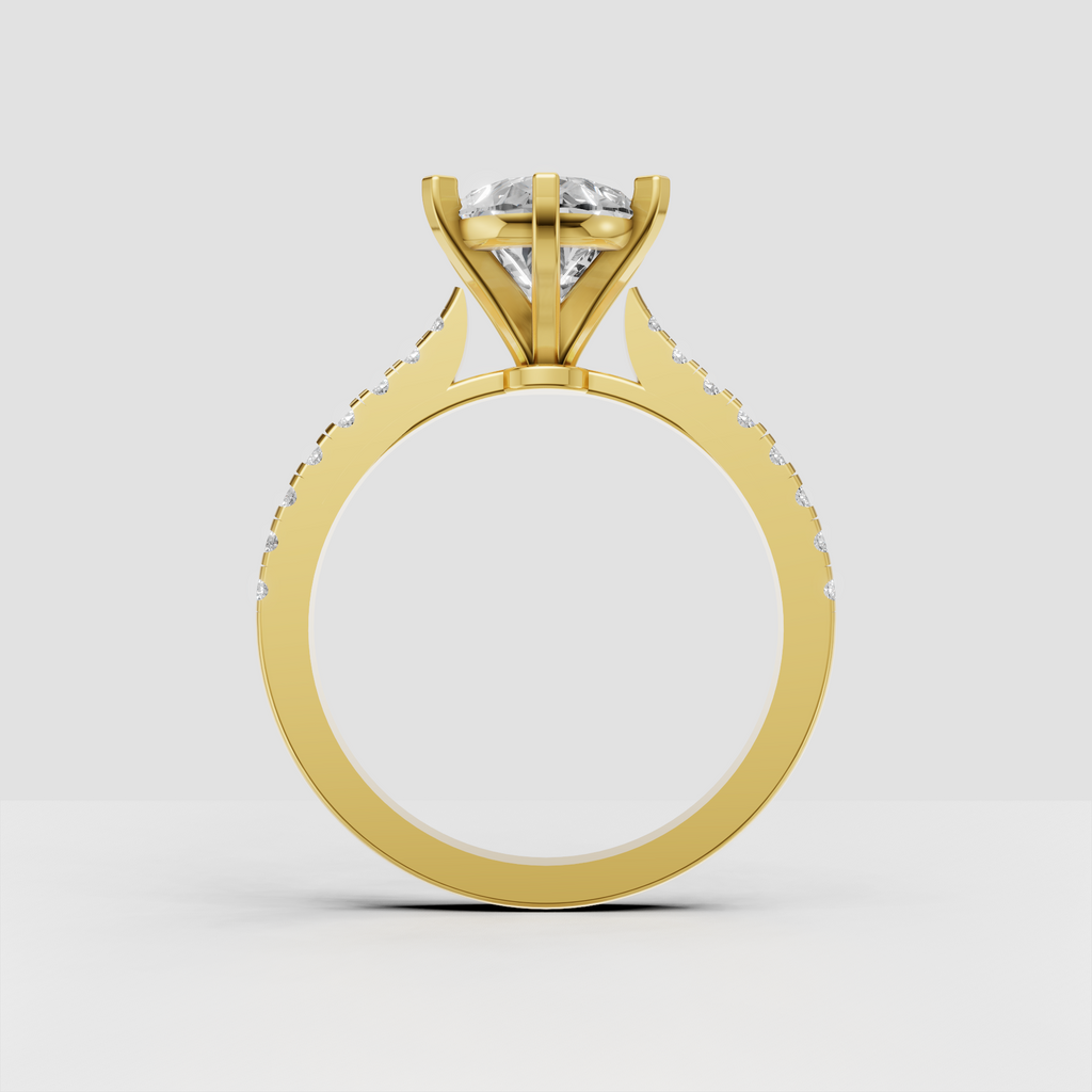 Platinum pear diamond engagement ring with sparkling pavé shoulder stones