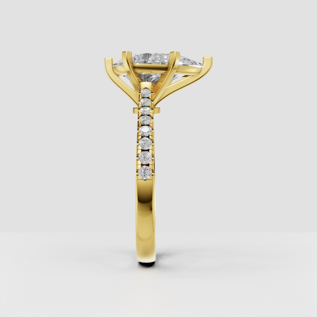 Pear brilliant diamond engagement ring with elegant cathedral-inspired setting