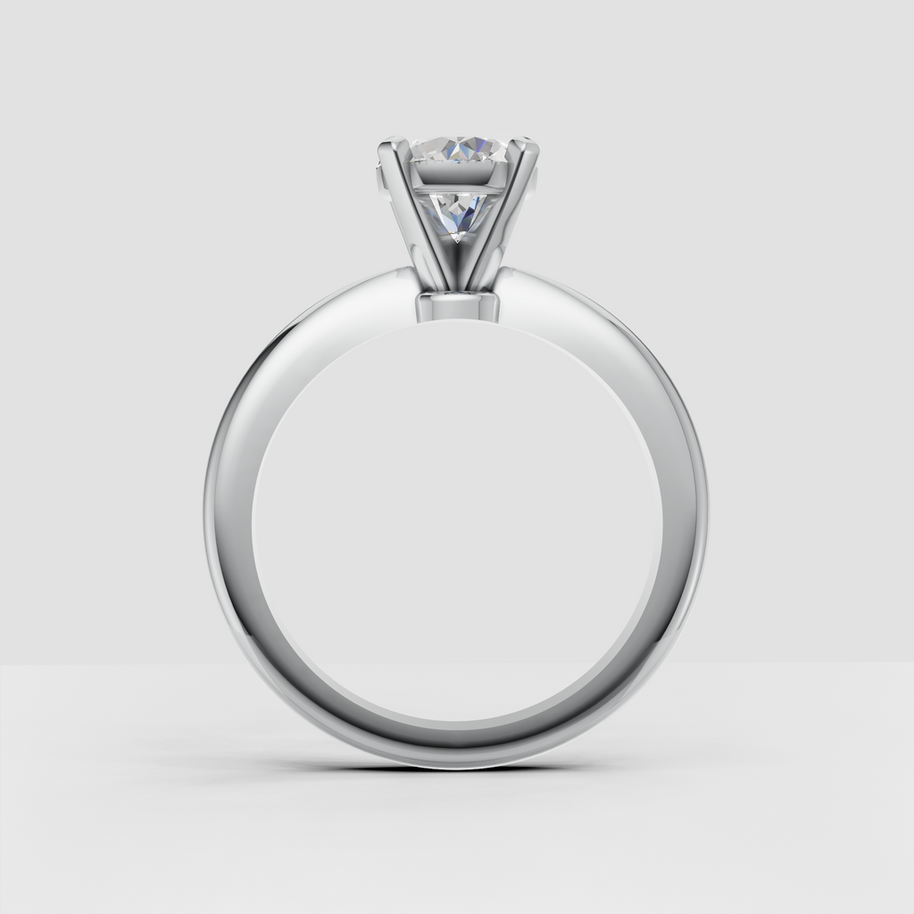 Round diamond bridal ring shown from an angled view with polished platinum finish