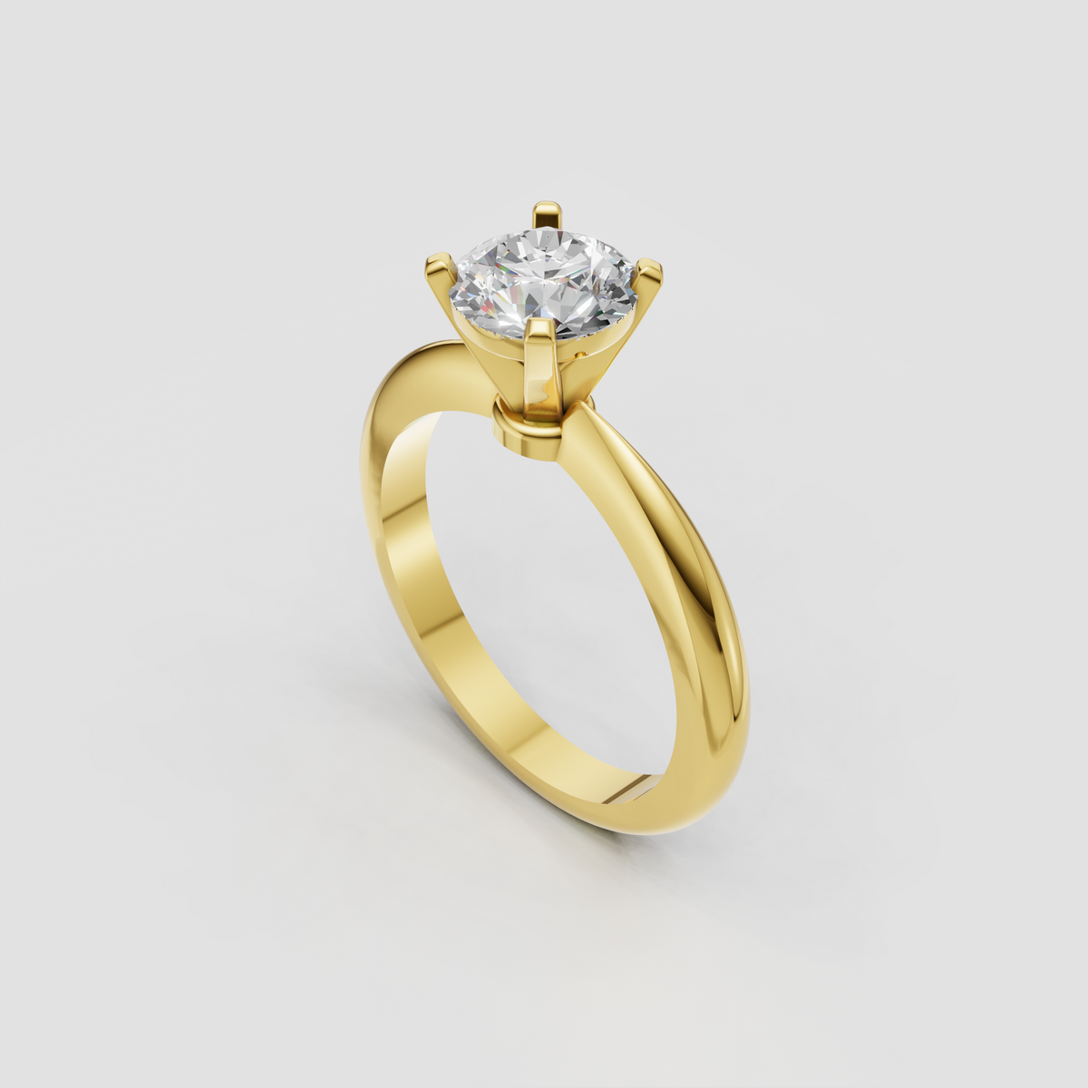 Round brilliant diamond ring in polished platinum with elevated solitaire basket setting