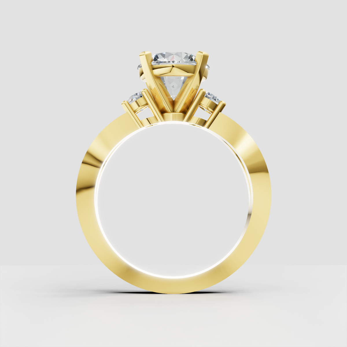 Pavé diamond split shank engagement ring in polished precious metal