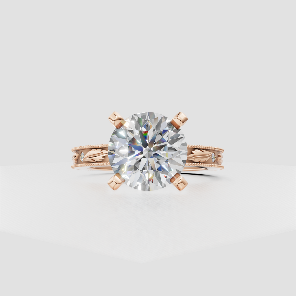 Vintage-inspired round diamond split shank engagement ring