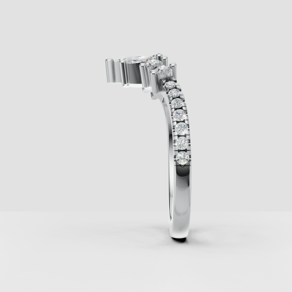 Elegant marquise diamond ring with multiple prong-set stones