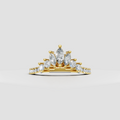 Marquise diamond floral cluster engagement ring with pavé band
