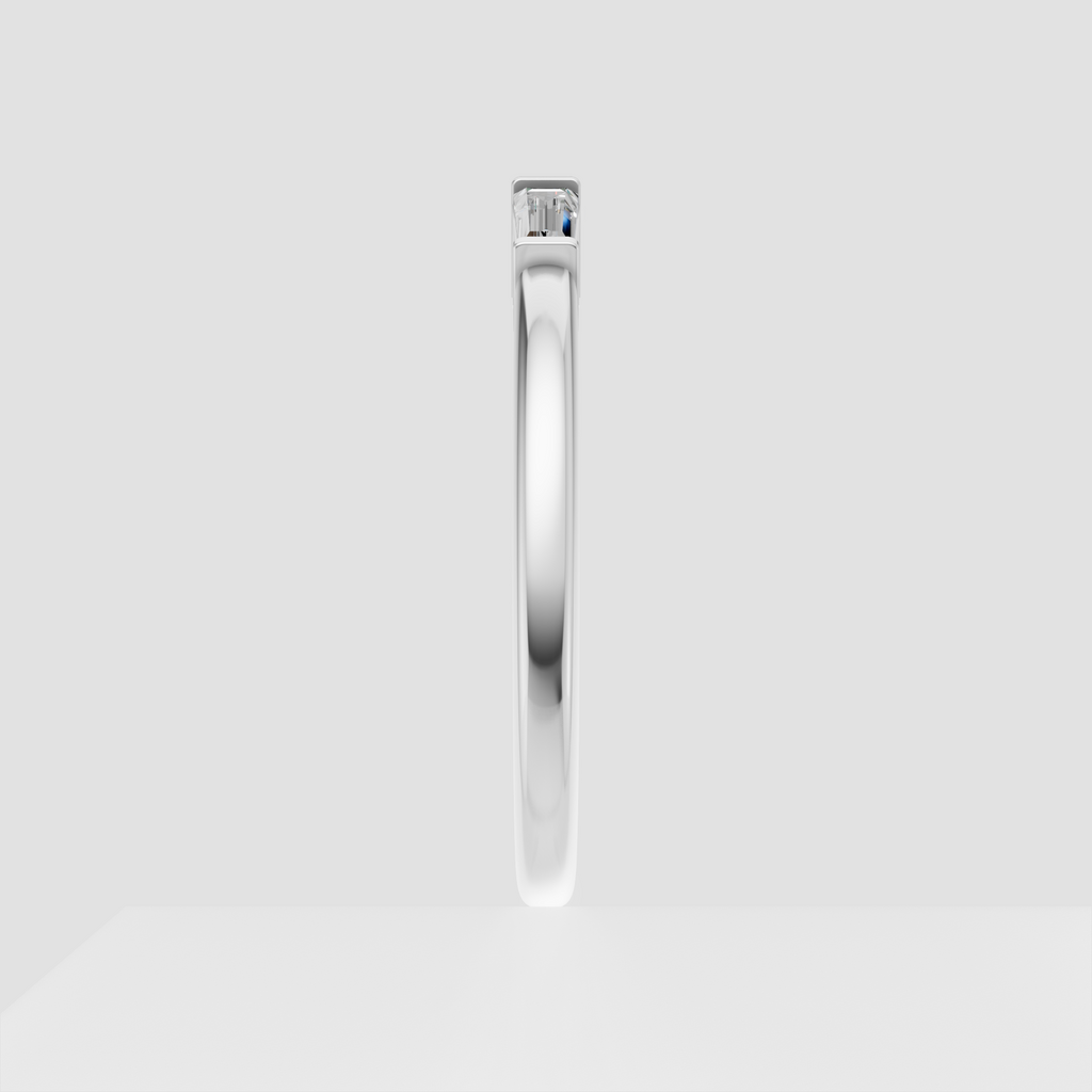 Flush set baguette stones on a smooth metal band