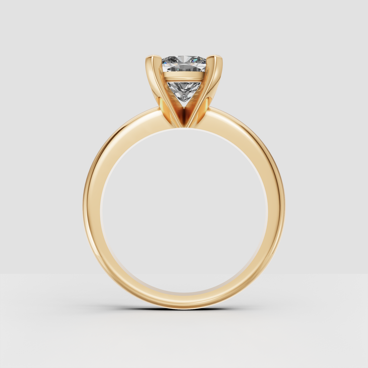 Cushion diamond solitaire engagement ring front view