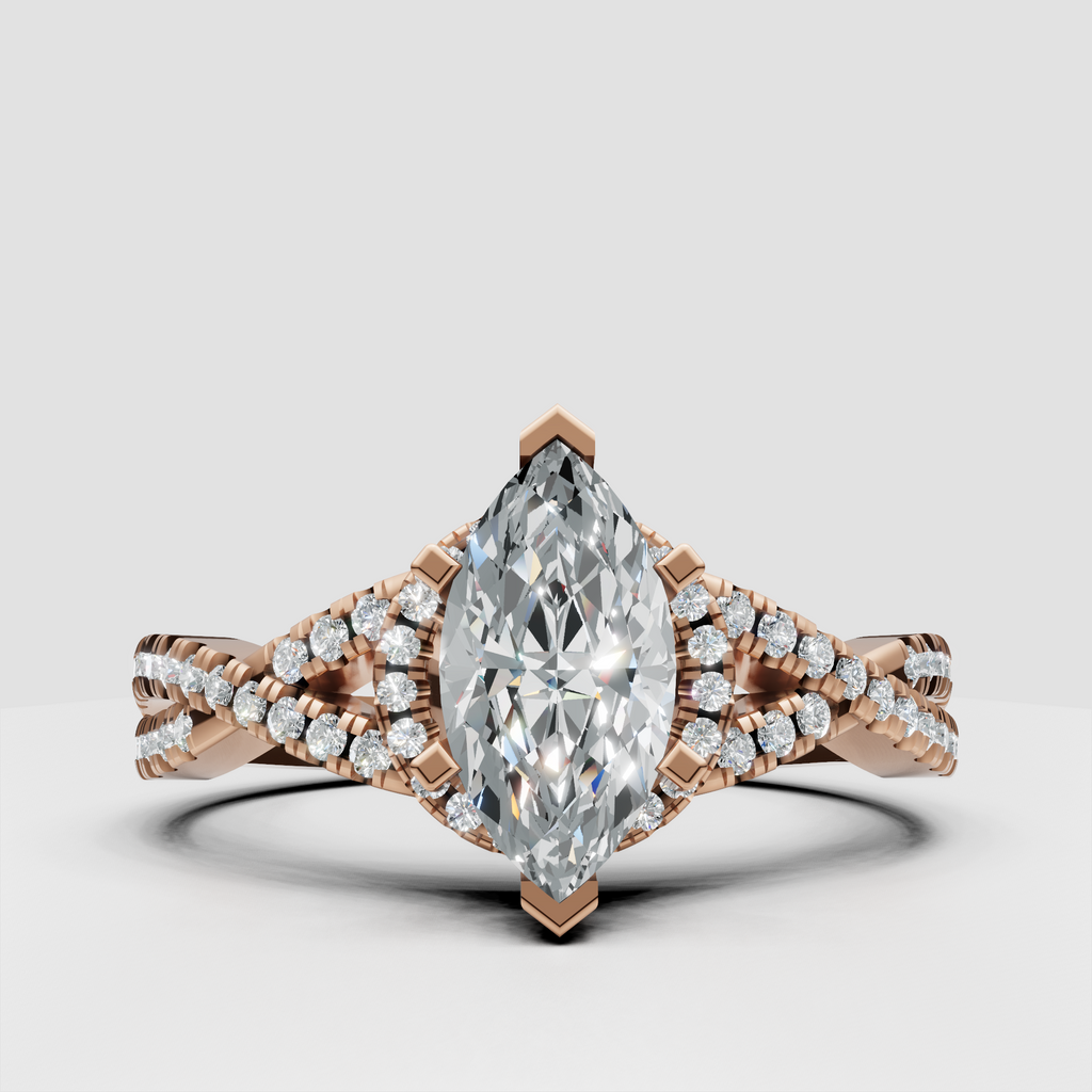 Luxury marquise engagement ring with elevated prong setting