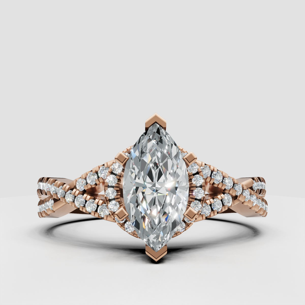 Luxury marquise engagement ring with elevated prong setting