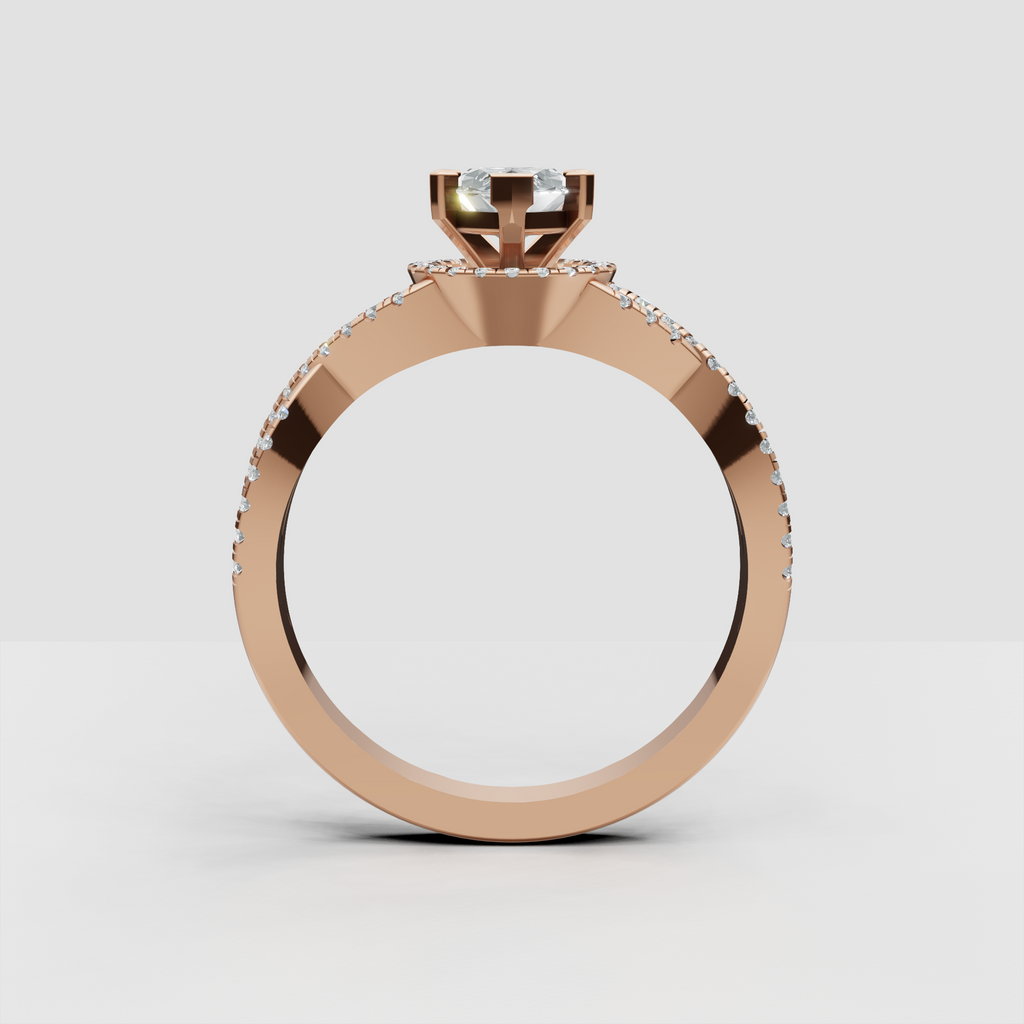 Platinum marquise diamond engagement ring with pavé split shank