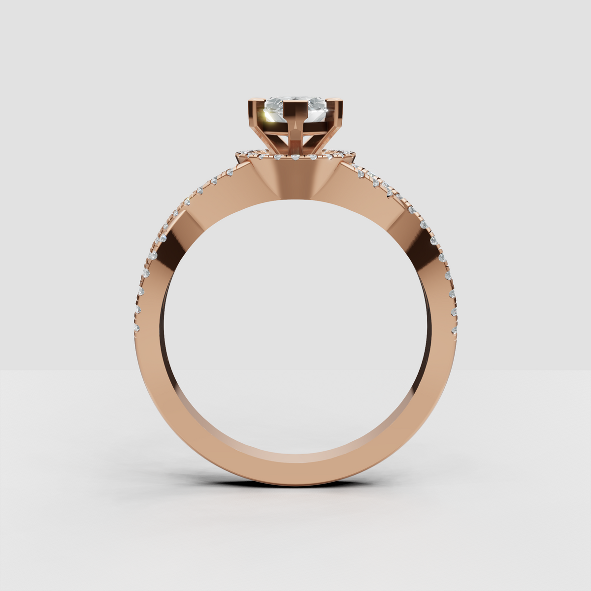 Platinum marquise diamond engagement ring with pavé split shank