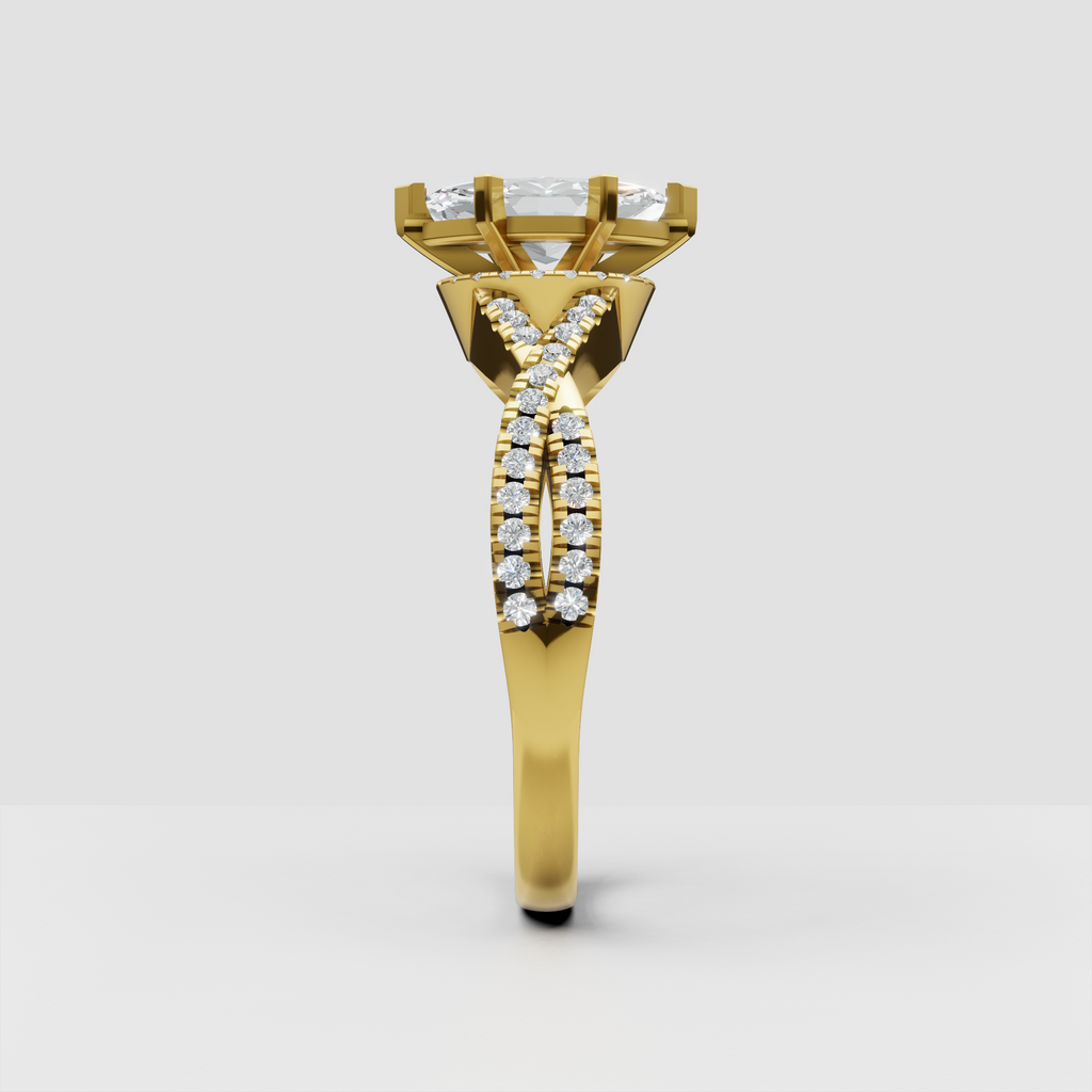 Elegant marquise diamond ring with double-row pavé shoulders