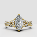 Marquise diamond twisted split-shank engagement ring with pavé band