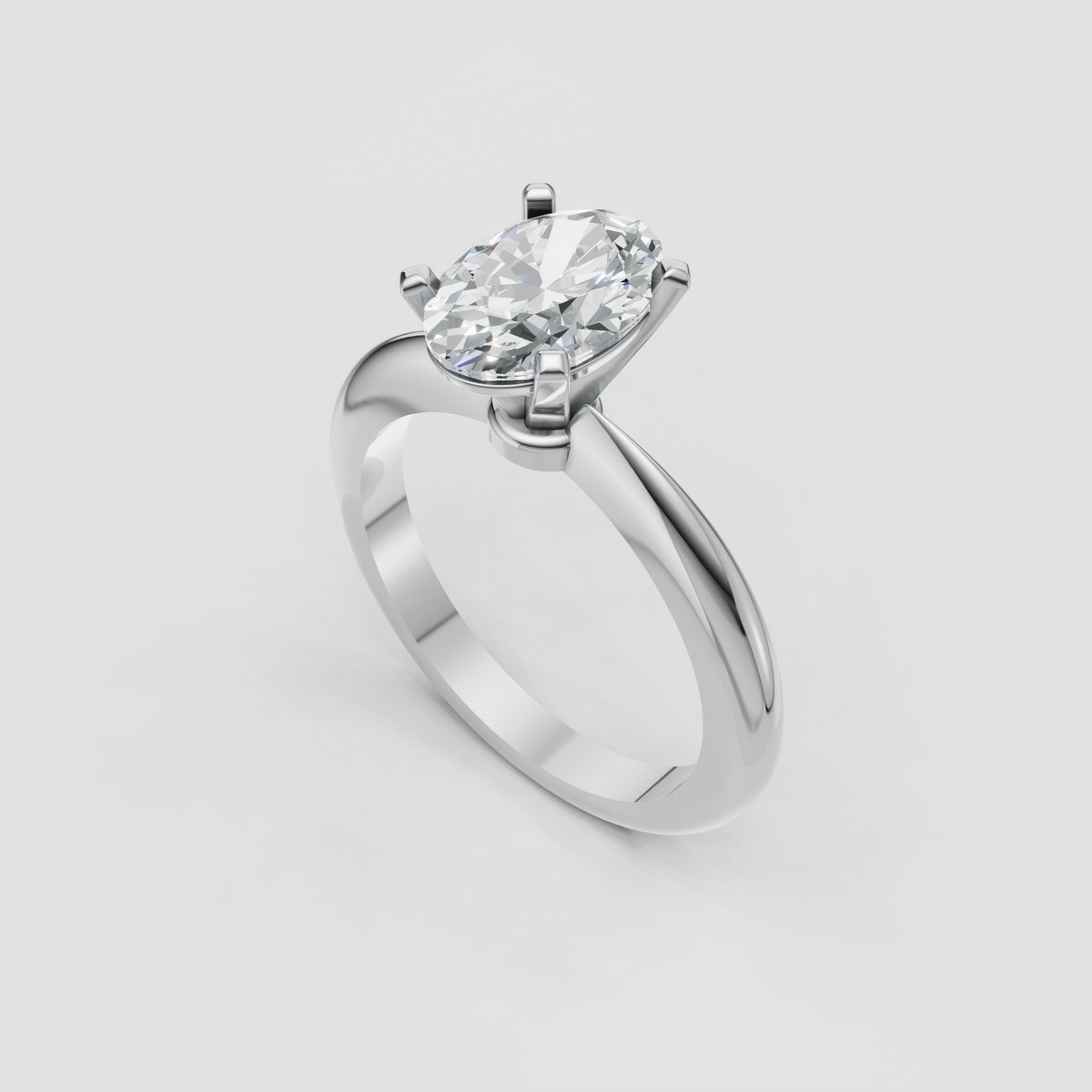 Classic oval diamond solitaire engagement ring in luxurious yellow gold