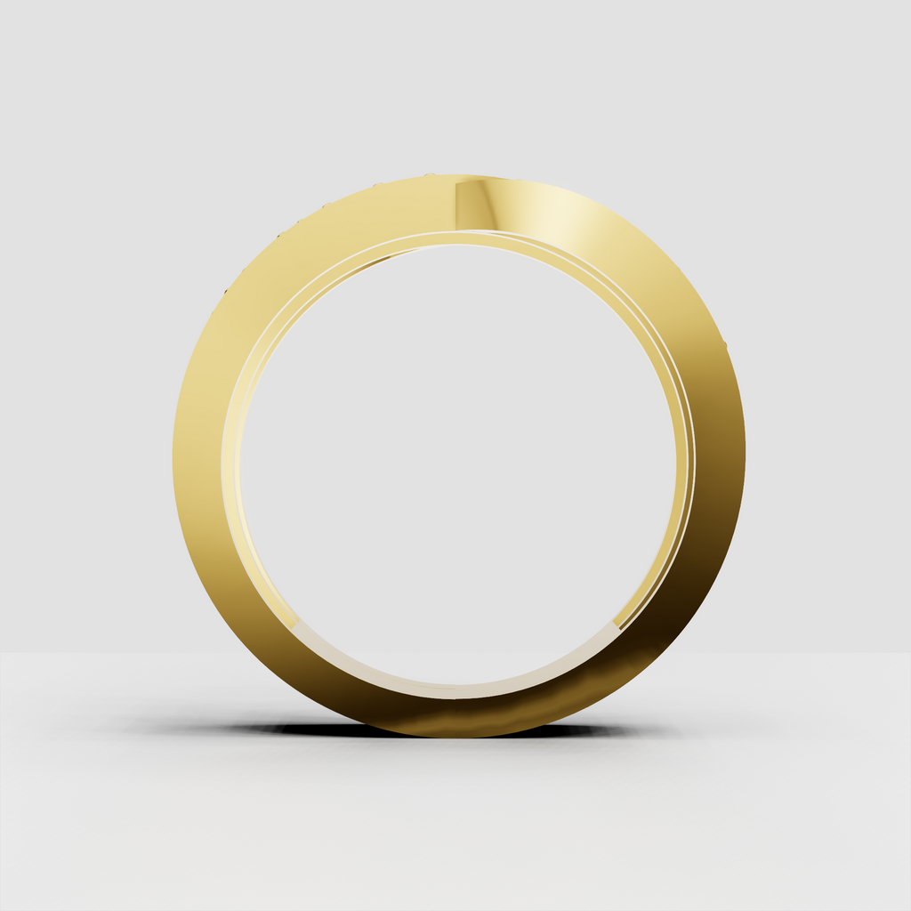 Round diamond pave crossover ring in polished metal