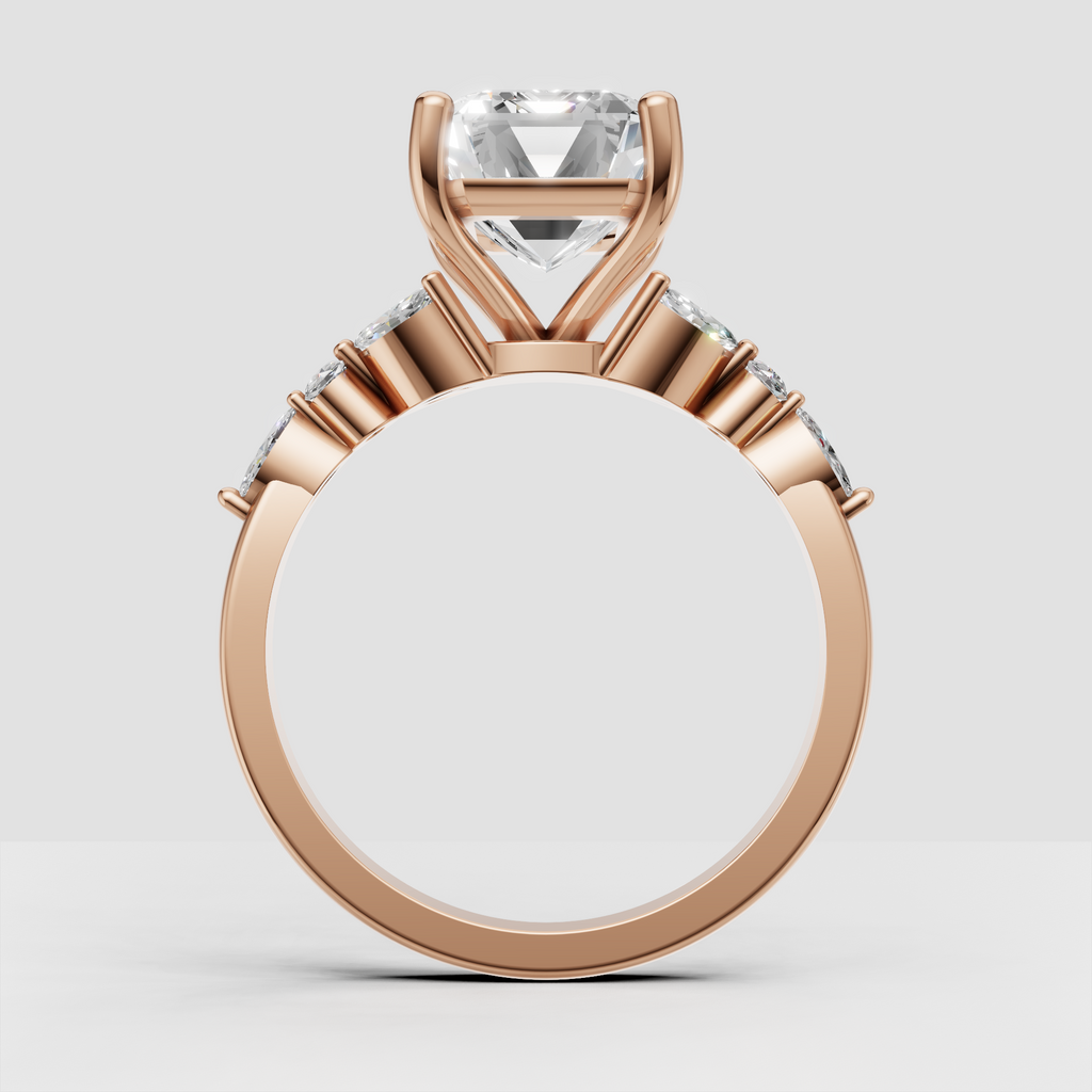 Classic emerald cut diamond ring with split shank band