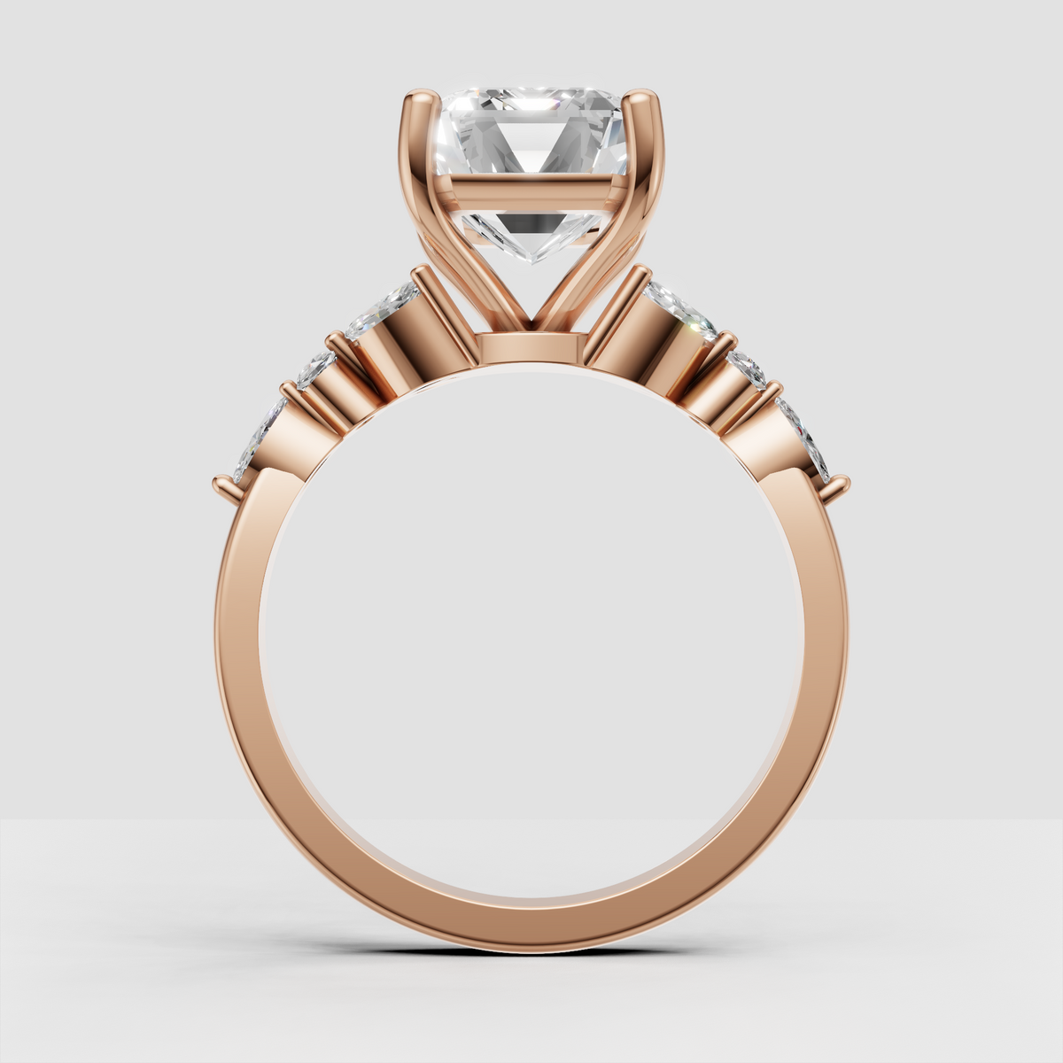 Classic emerald cut diamond ring with split shank band