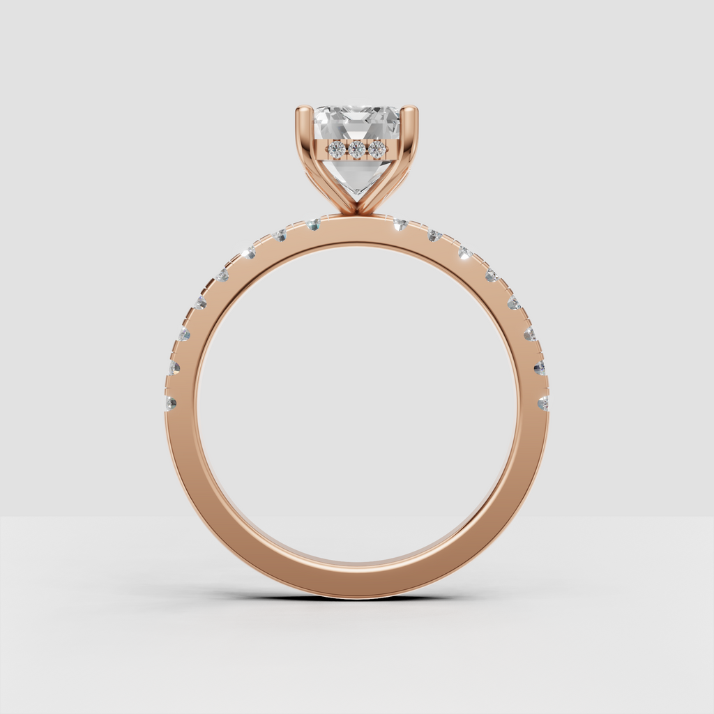 Yellow gold emerald cut diamond bridal ring