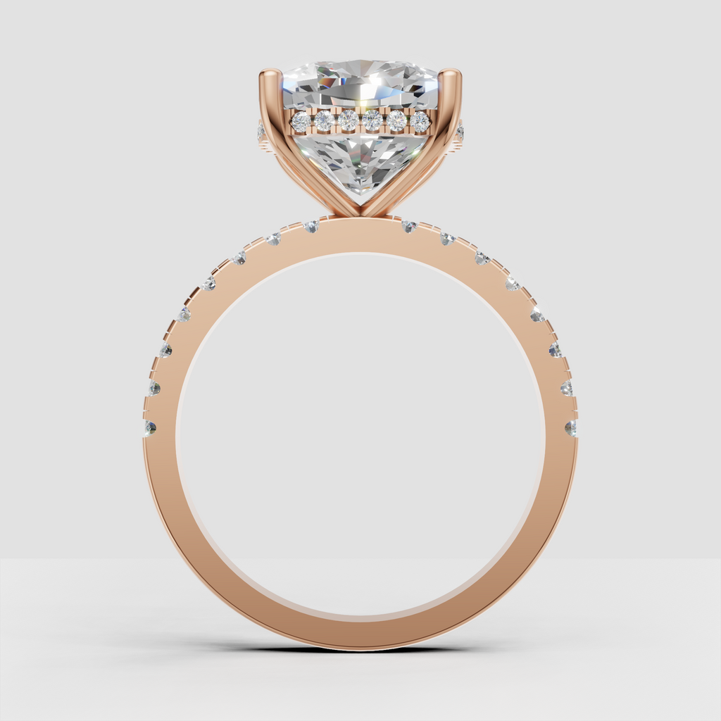 Pear Cut Lab Grown & Moissanite Diamond Halo Engagement Ring - Image 1