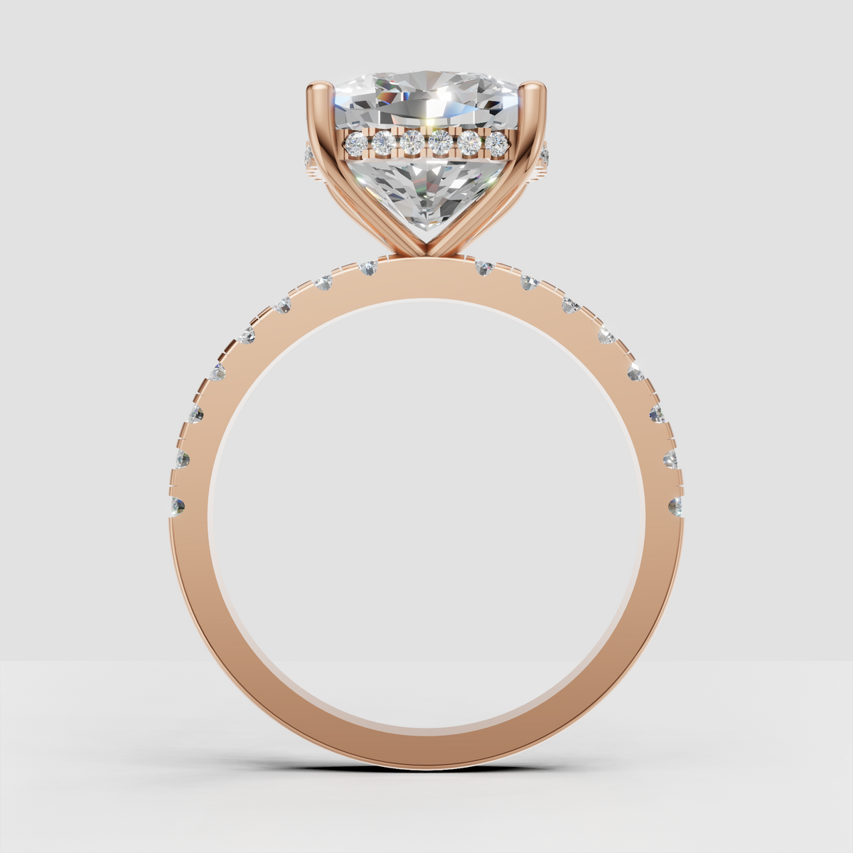 Pear Cut Lab Grown & Moissanite Diamond Halo Engagement Ring - Image 1