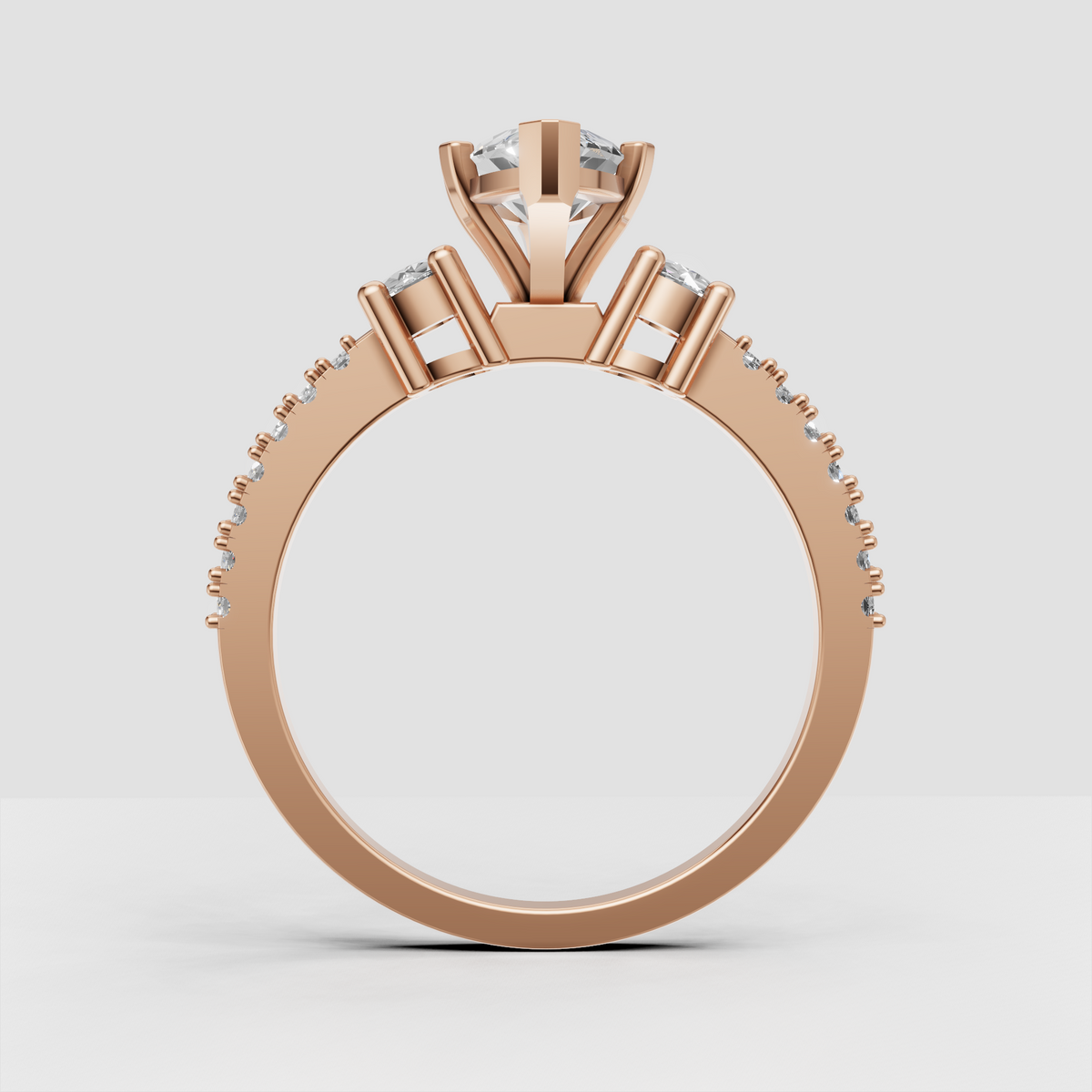 Modern marquise diamond engagement ring with yellow gold setting
