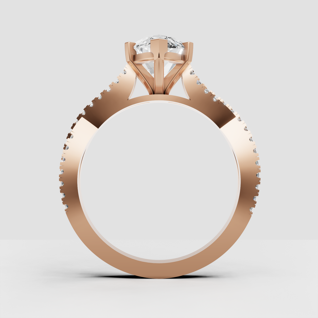 Pear Cut Lab Grown & Moissanite Diamond Halo Engagement Ring