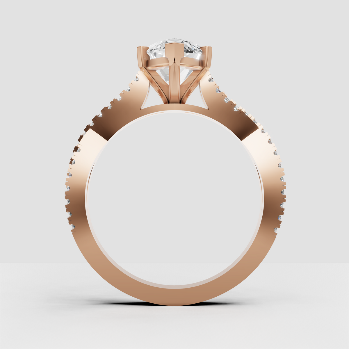 Pear Cut Lab Grown & Moissanite Diamond Halo Engagement Ring
