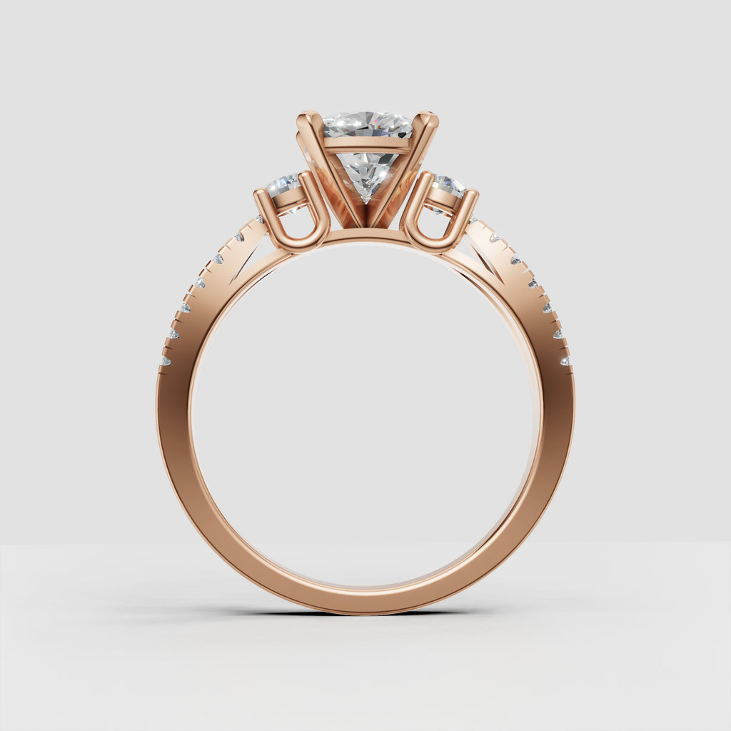 Classic yellow gold three stone engagement ring