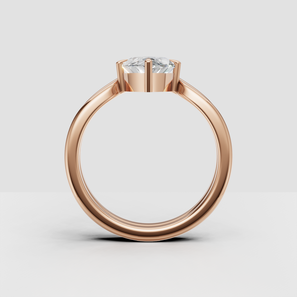 Luxury solitaire marquise ring with polished gold setting