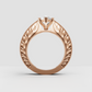 Detailed vintage marquise engagement ring in polished yellow gold