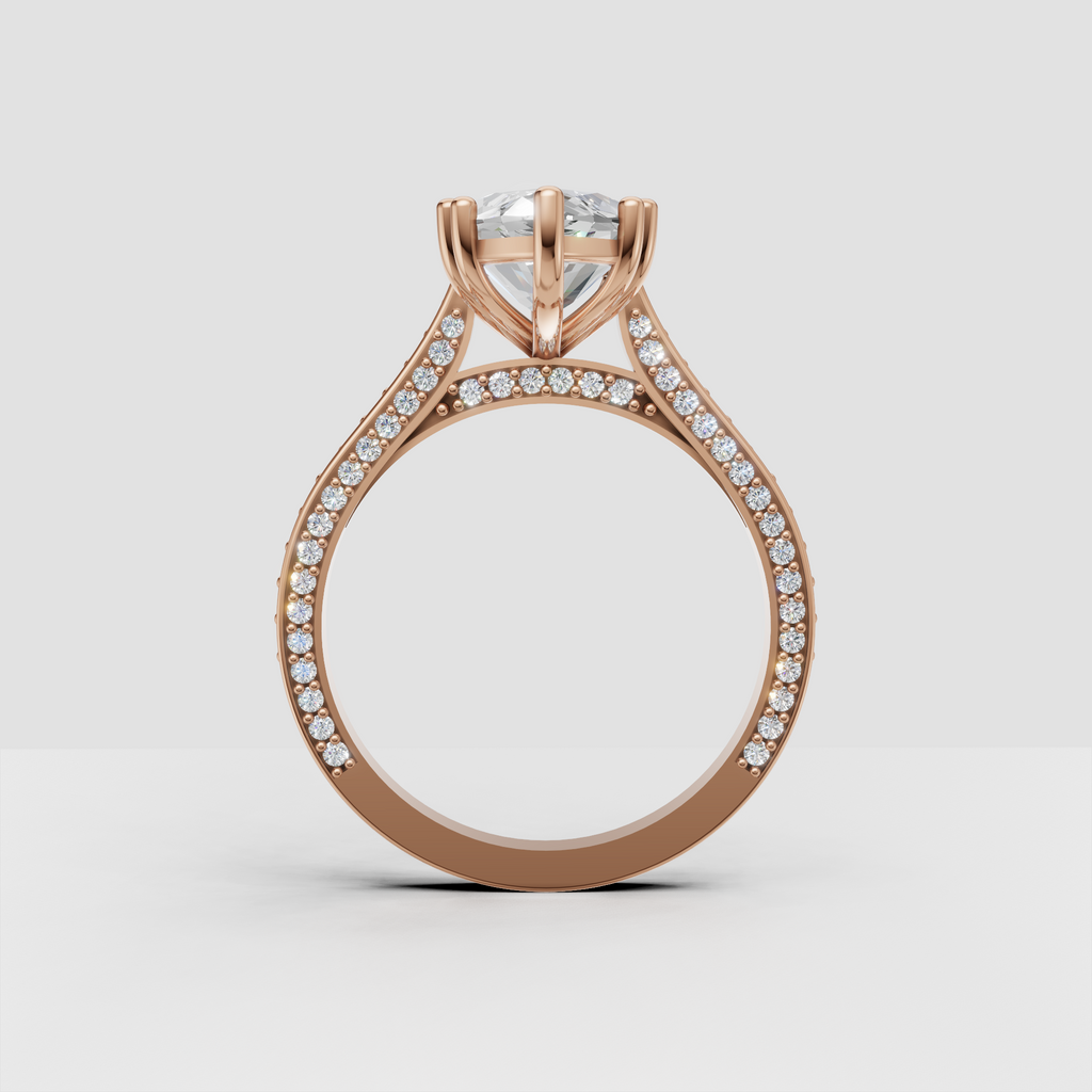 Detailed marquise Diamond ring with open cathedral-inspired gallery