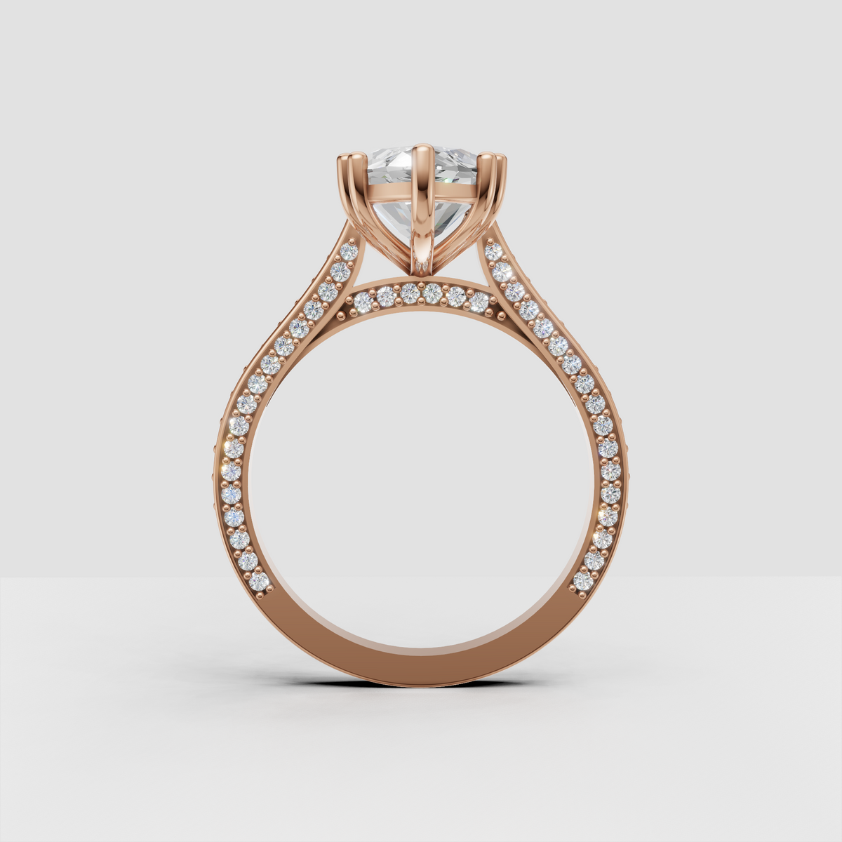 Detailed marquise Diamond ring with open cathedral-inspired gallery