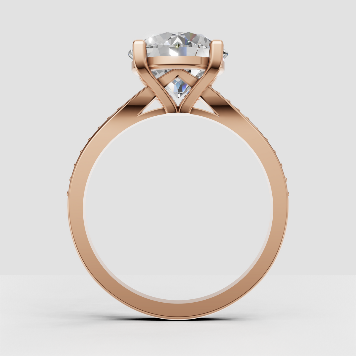 Elegant yellow gold round diamond bridal engagement ring